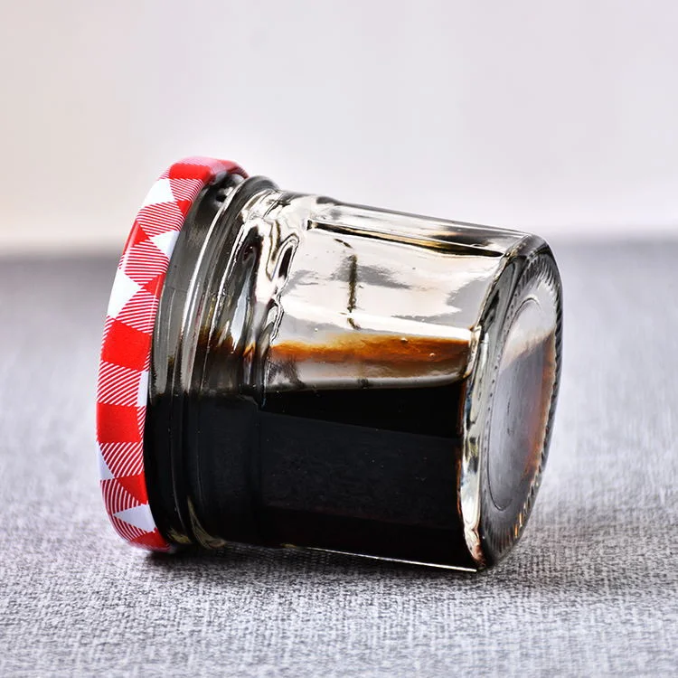 Clear Empty Food Storage Glass Jar Caviar Jelly Jam Pickle Container Packaging Bottle Glass for Honey with Metal Lid