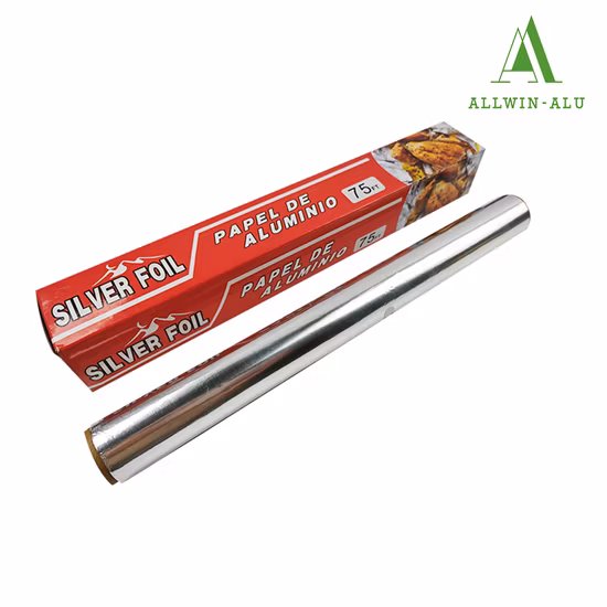 Emballage métallique de qualité alimentaire pour papier d'aluminium domestique, papier de cuisine, rouleau de papier d'aluminium