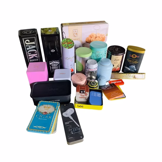 Emballage de boîte de conserve de petite taille pour le thé, récipient en métal, bonbons de qualité alimentaire, collations en étain, emballage en étain